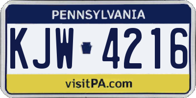 PA license plate KJW4216