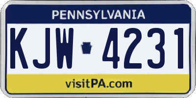 PA license plate KJW4231
