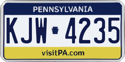 PA license plate KJW4235