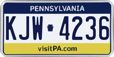 PA license plate KJW4236