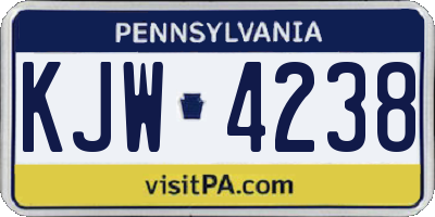 PA license plate KJW4238