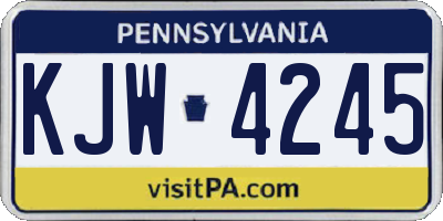 PA license plate KJW4245