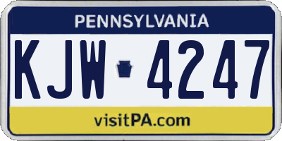 PA license plate KJW4247