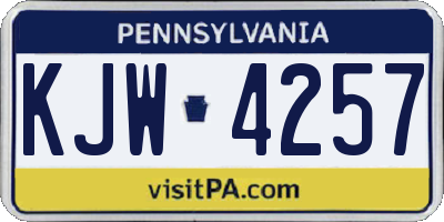 PA license plate KJW4257