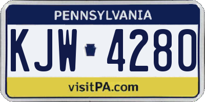 PA license plate KJW4280