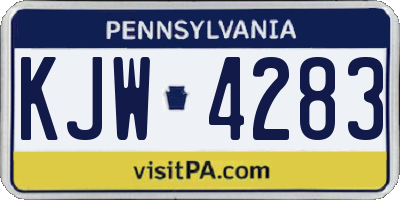 PA license plate KJW4283