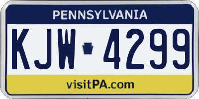 PA license plate KJW4299