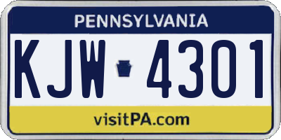 PA license plate KJW4301