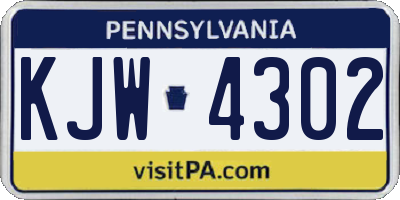 PA license plate KJW4302
