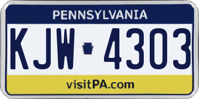 PA license plate KJW4303