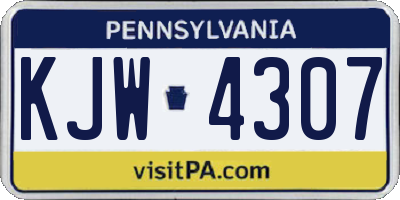 PA license plate KJW4307