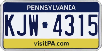 PA license plate KJW4315