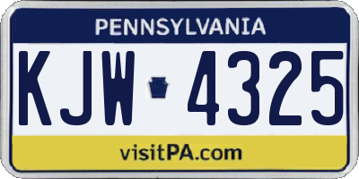 PA license plate KJW4325