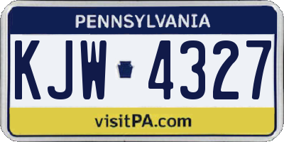 PA license plate KJW4327