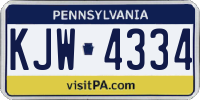 PA license plate KJW4334