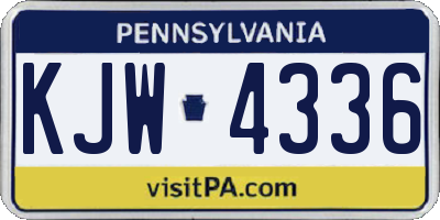 PA license plate KJW4336