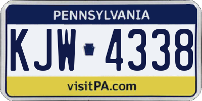 PA license plate KJW4338