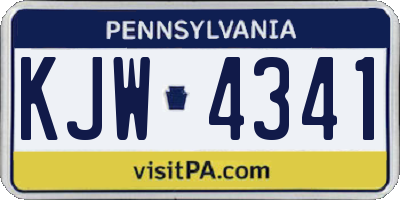 PA license plate KJW4341
