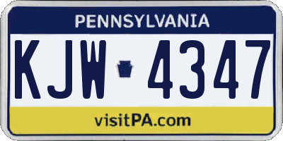 PA license plate KJW4347