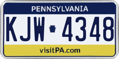PA license plate KJW4348