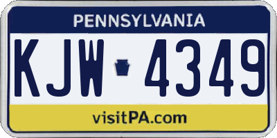 PA license plate KJW4349
