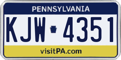 PA license plate KJW4351