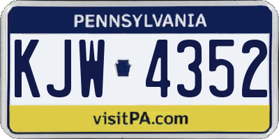 PA license plate KJW4352