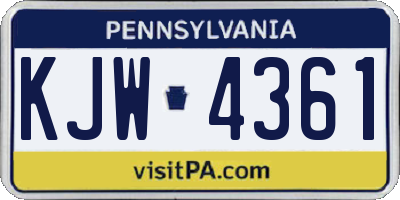 PA license plate KJW4361