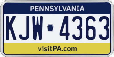PA license plate KJW4363