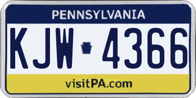PA license plate KJW4366