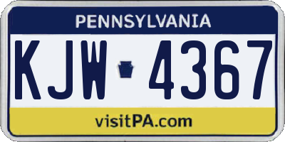 PA license plate KJW4367