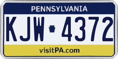 PA license plate KJW4372