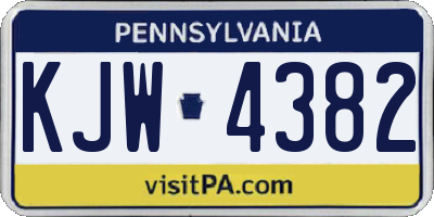 PA license plate KJW4382