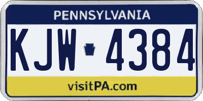 PA license plate KJW4384