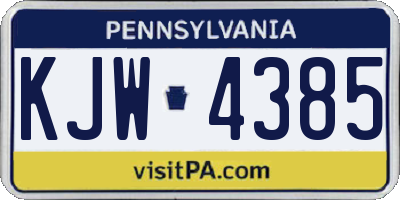PA license plate KJW4385