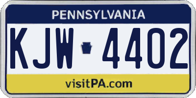 PA license plate KJW4402