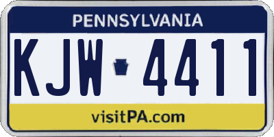 PA license plate KJW4411