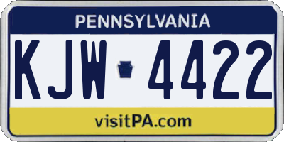 PA license plate KJW4422