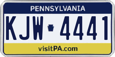 PA license plate KJW4441