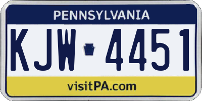PA license plate KJW4451