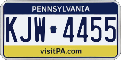 PA license plate KJW4455
