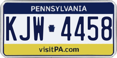 PA license plate KJW4458