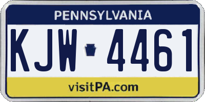 PA license plate KJW4461
