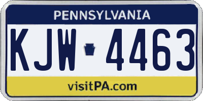 PA license plate KJW4463
