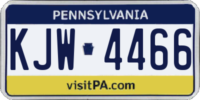 PA license plate KJW4466