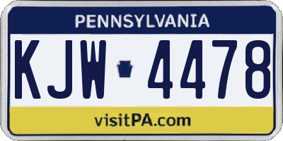 PA license plate KJW4478