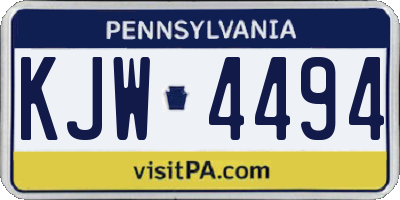 PA license plate KJW4494