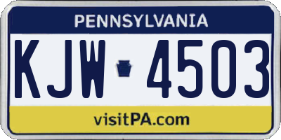 PA license plate KJW4503