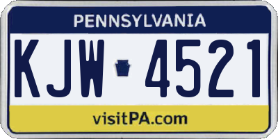 PA license plate KJW4521