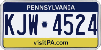 PA license plate KJW4524